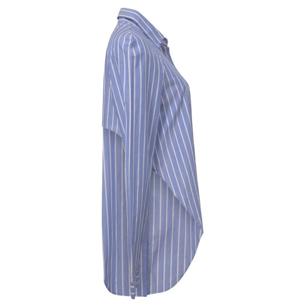 Etro Cropped Shirt Blouse in Blue Striped Cotton - Picture 2 of 5